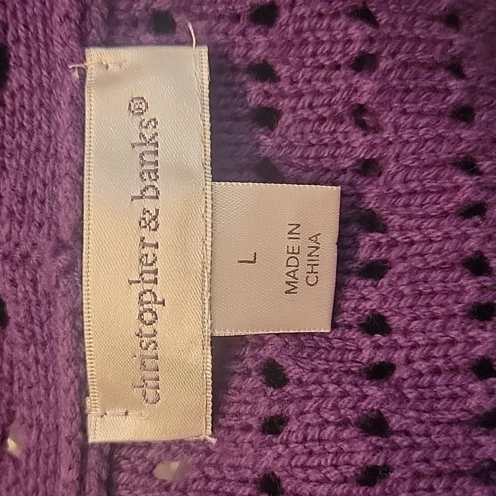 Christopher & Banks Purple Cardigan with Rolled Collar and Lapel, Size L, EUC! - Picture 5 of 6